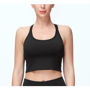 Beautiful Back Navel Women Fitness Sport Bra Black