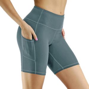 Women Fitness Yoga Pocket Sports Shorts Green