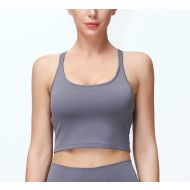 Beautiful Back Navel Women Fitness Sport Bra Grey