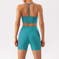 New Design Yoga 2 Pieces Womens Ribbed Training Wear Green