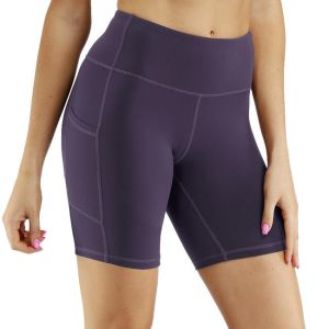 Women Fitness Yoga Pocket Sports Shorts Purple